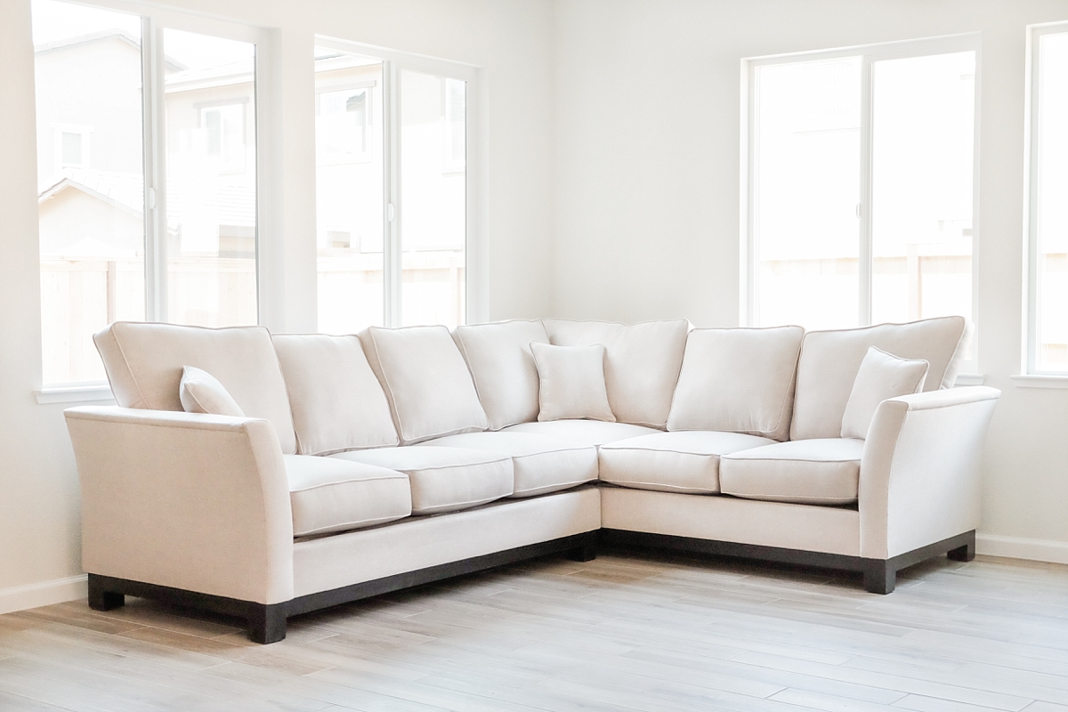 Reupholstered couch in living room